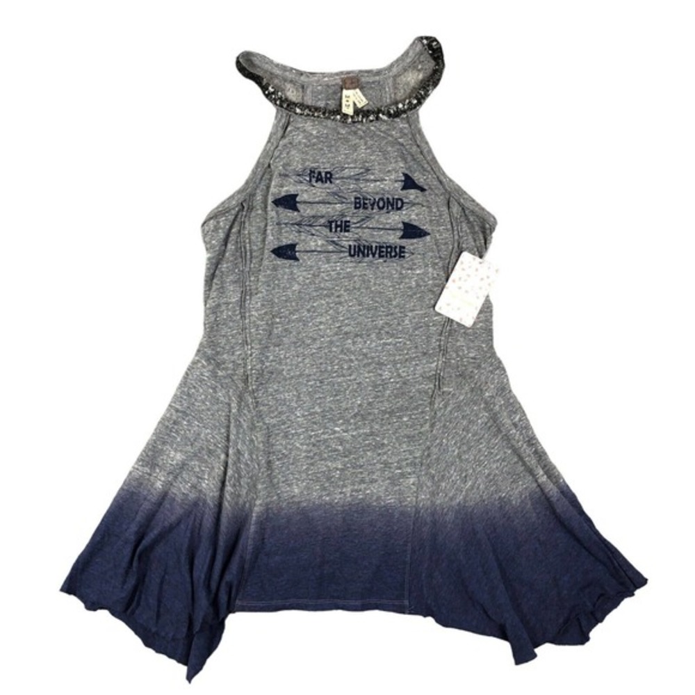 NWT Free People Universe Crystal Arrow Tank Top Womens Medium Heather Gray Ombre - Picture 5 of 16